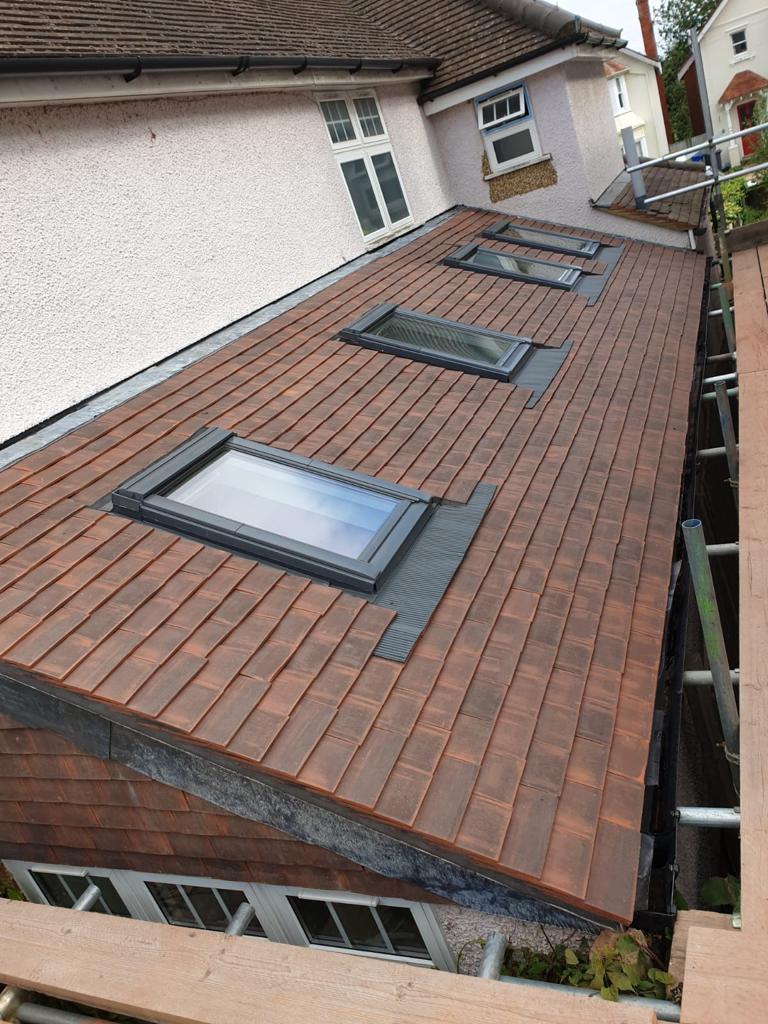 Roof repair in progress