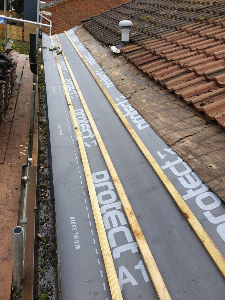 Roof repair in progress