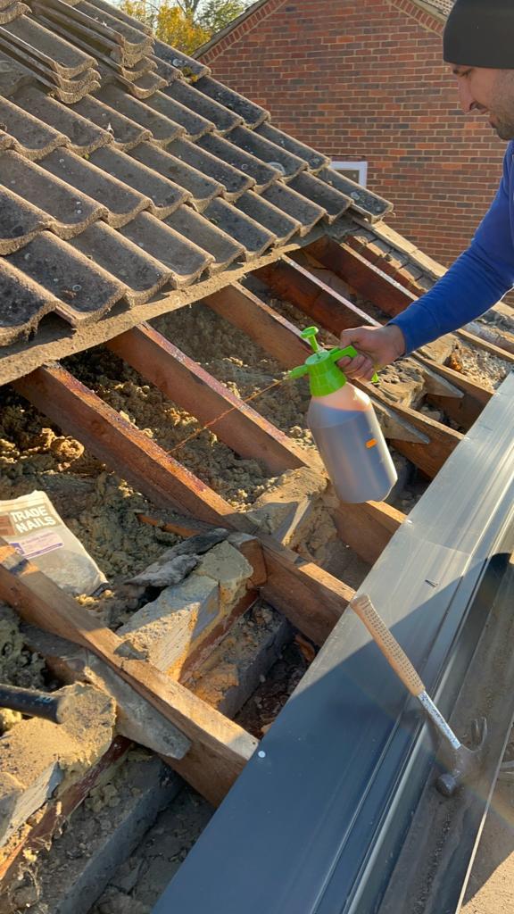 Storm-damaged roof tiles